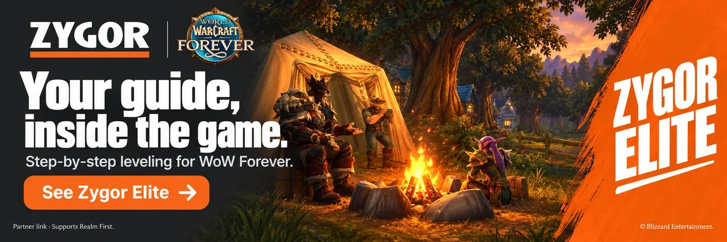 Zygor Guides for WoW Forever: step-by-step leveling inside the game, with Zygor Elite. Partner link.