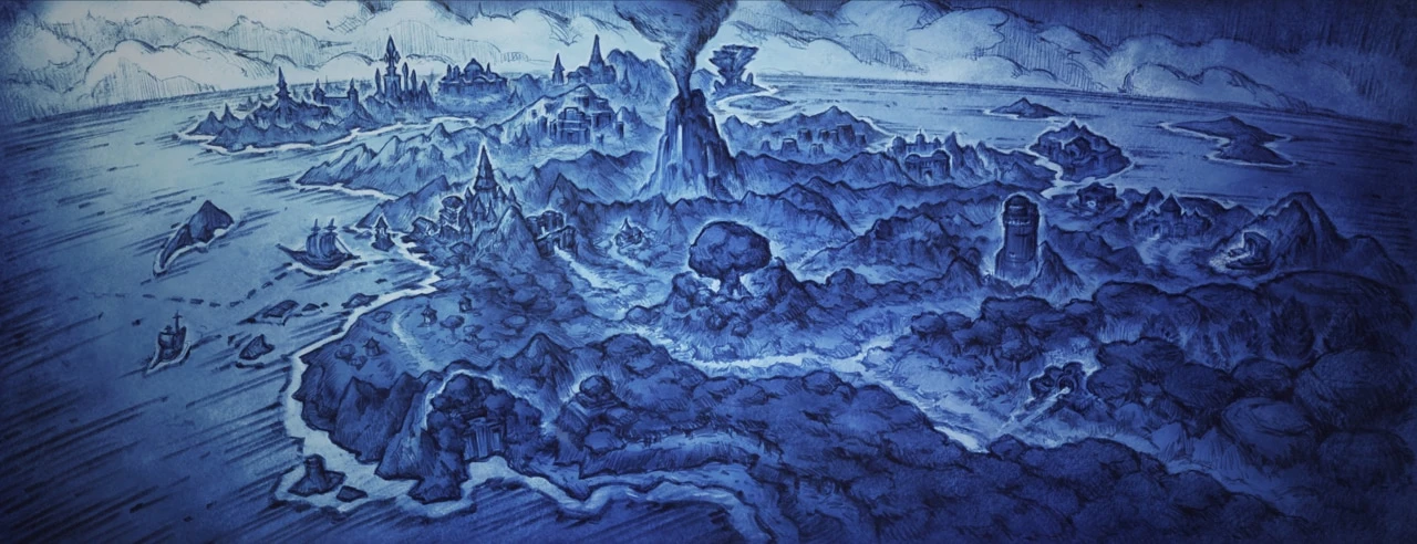 Blue-toned map artwork of original Azeroth shown in Blizzard's Found Photos recap